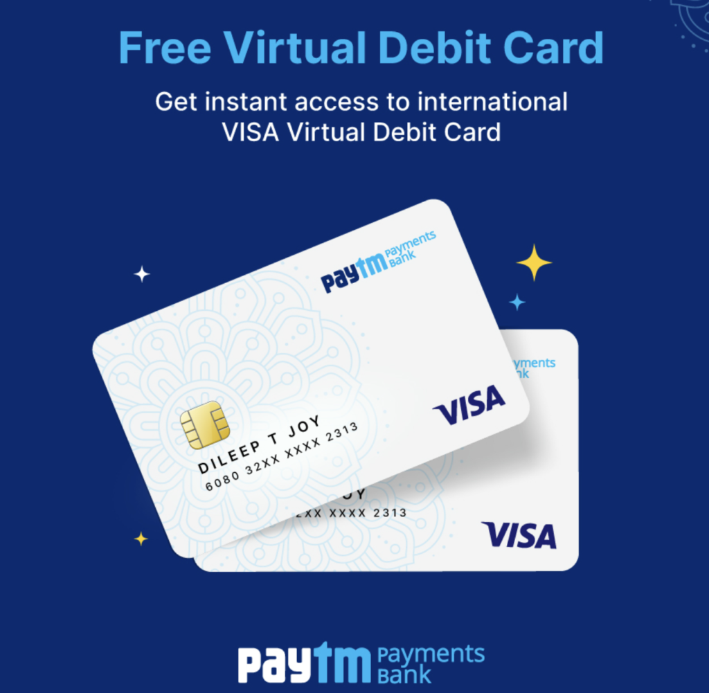 Activate Paytm VISA Debit Card for Free + Cashback Offer