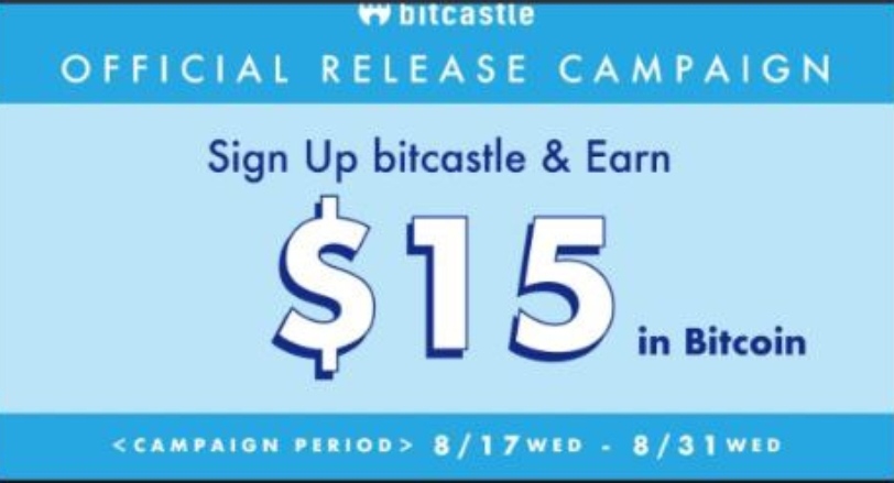 [लूट] Bitcastle App - Open Account Get  Free $15 BTC Gift 
