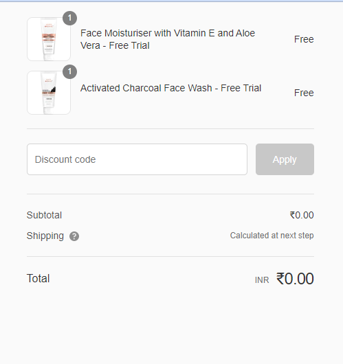 Vaayu Organic Free Sample Products Payment Process