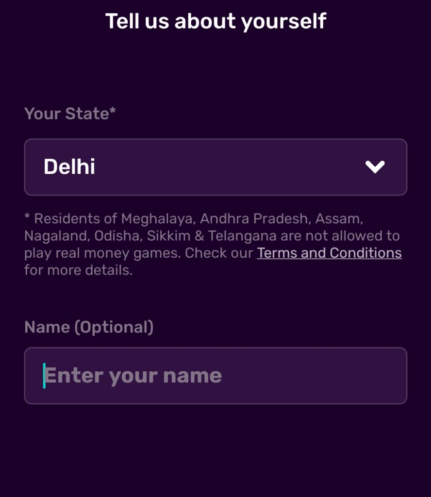 Rush App Select State