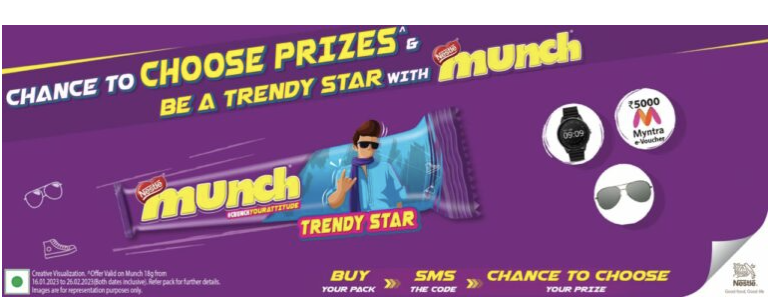 Munch Trendy Lot Number - Send SMS & Win Prizes