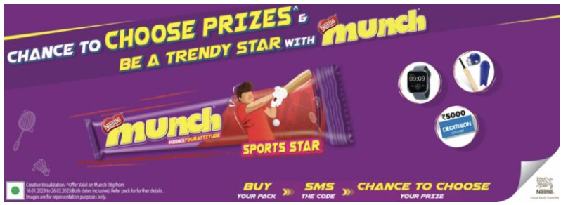 MUNCH Sports Star Offer : Send SMS & Win Prizes