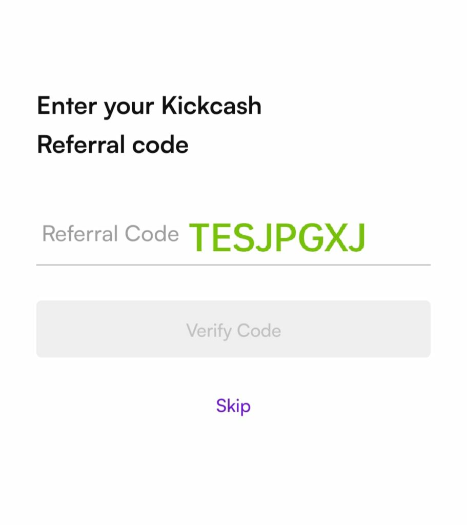 KickCash App Referral Code: TESJPGX