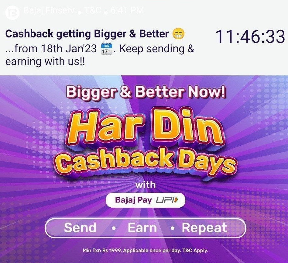 Bajaj Har Din Cashback Days Offer - Daily ₹20 in Bank