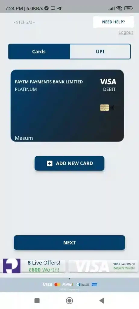 benefix Paytm Payment Bank & Card Variant
