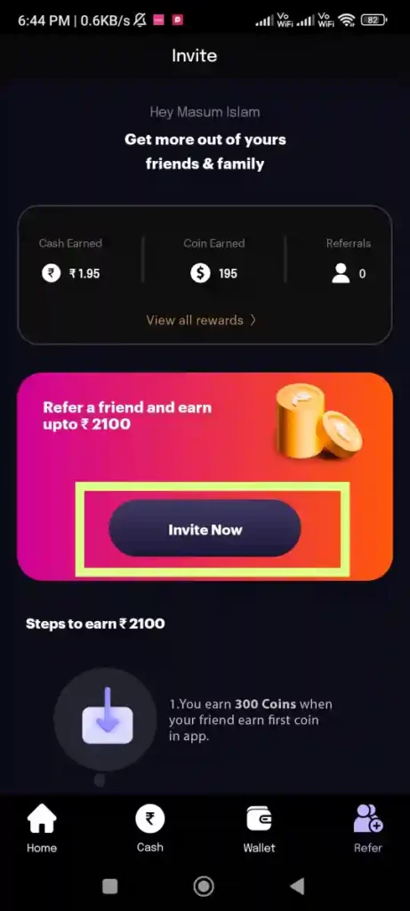 reward buddy Invite Button