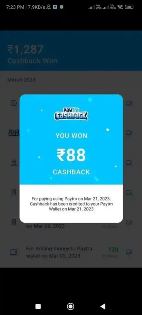 Paytm Welcome Back Proof