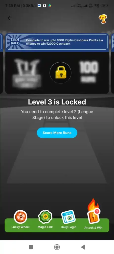 Steps to Complete Level 3 In Paytm Cricket