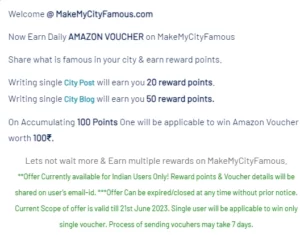 MakeMyCityFamous | Earn Instant ₹100 Amazon Voucher