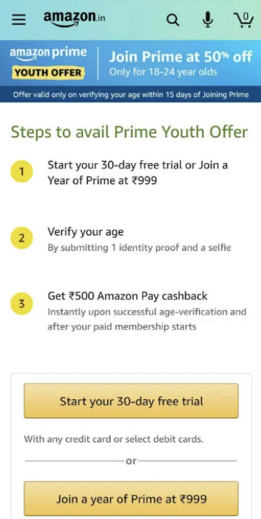 6. Youth Offer (Get ₹750 Cashback): Grab Page