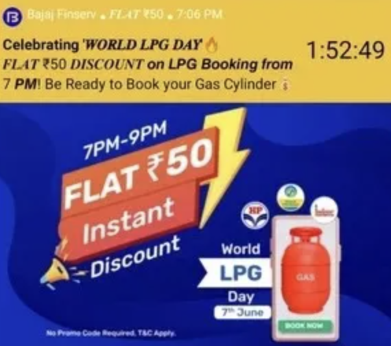 Bajaj LPG Booking Offer: Get ₹50 Cashback on Cylinder Bookings!
