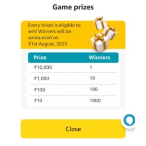 game prize Amazon Spin & Win Contest 