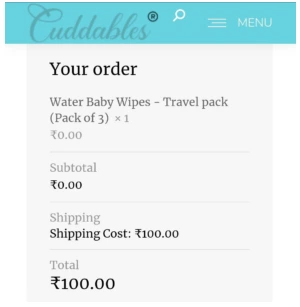 Cuddables Water Baby Wipes 
