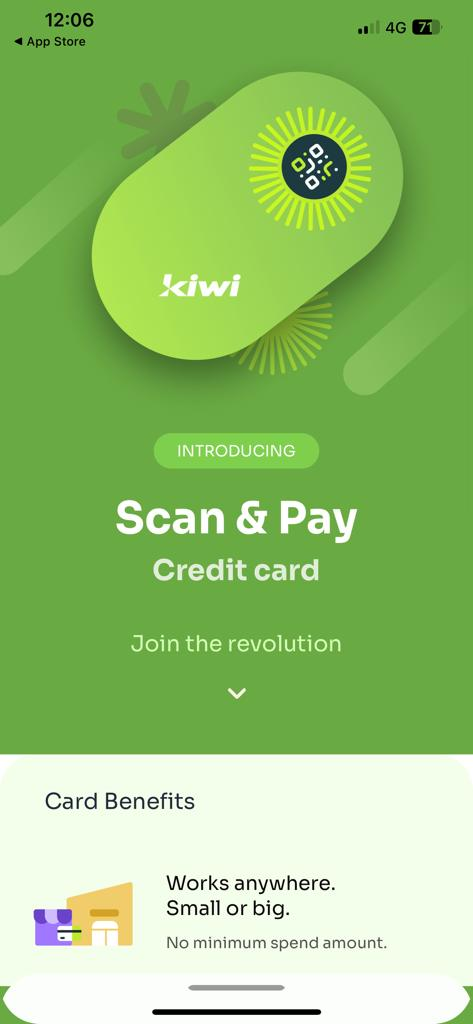 kiwi Scan & Pay Credit Card