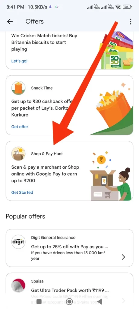 Get Started Shop and pay hunt offer