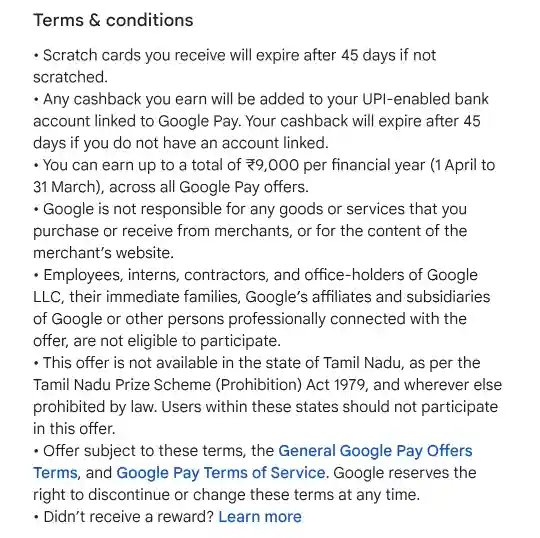 google pay upi lite Terms and Conditions