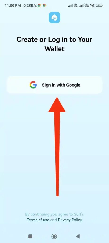 Allow the Google Account Login Surf Wallet Referral