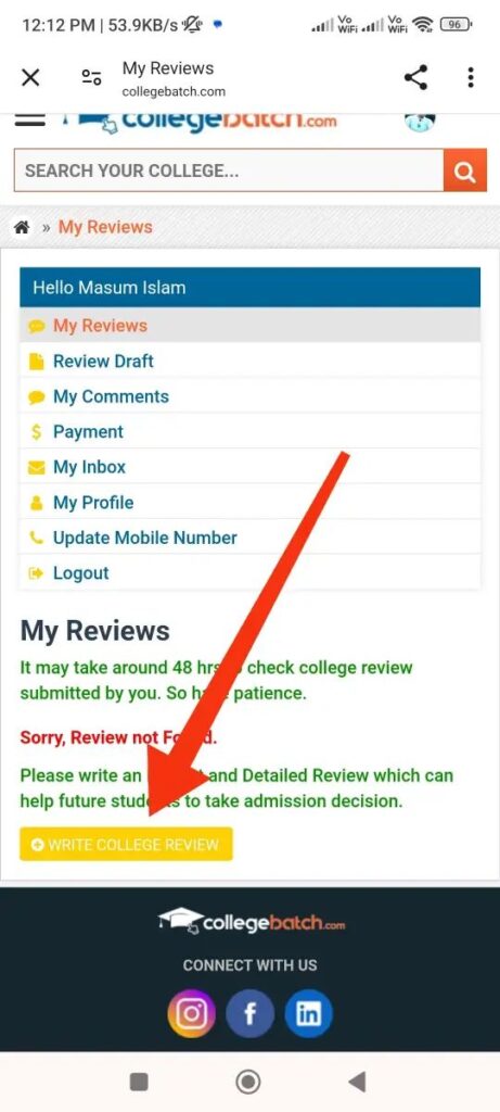 WRITE COLLEGE REVIEW