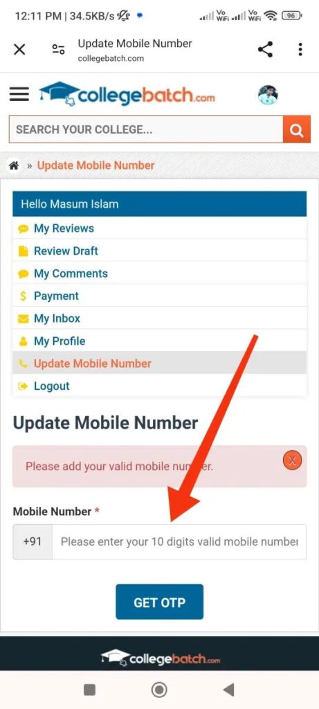 Update Your Mobile Number