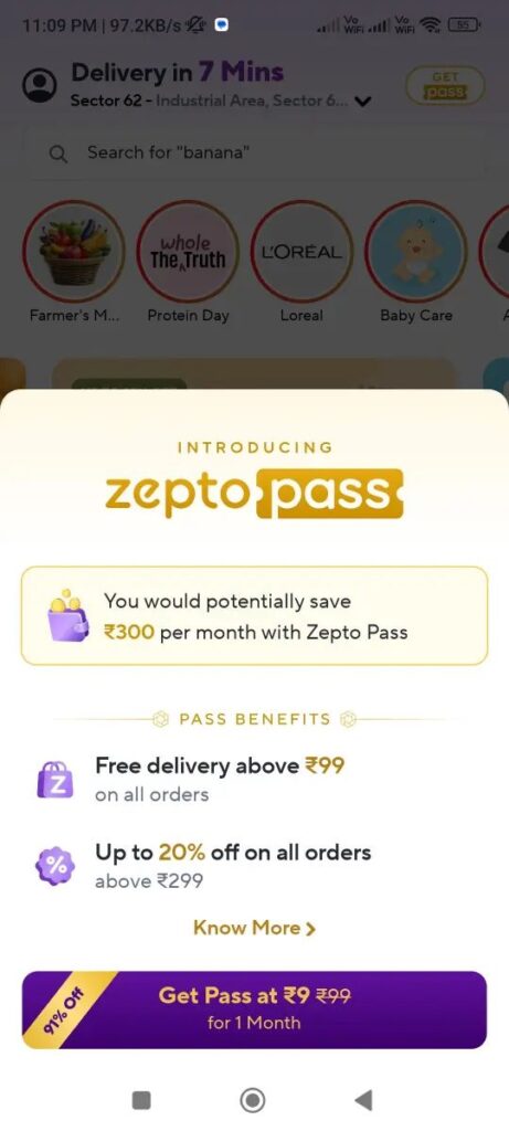 zepto Get Pass